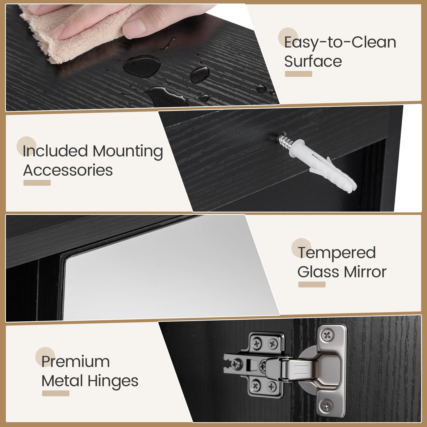 Wall Mounted Storage Organizer with Mirror for Bathroom