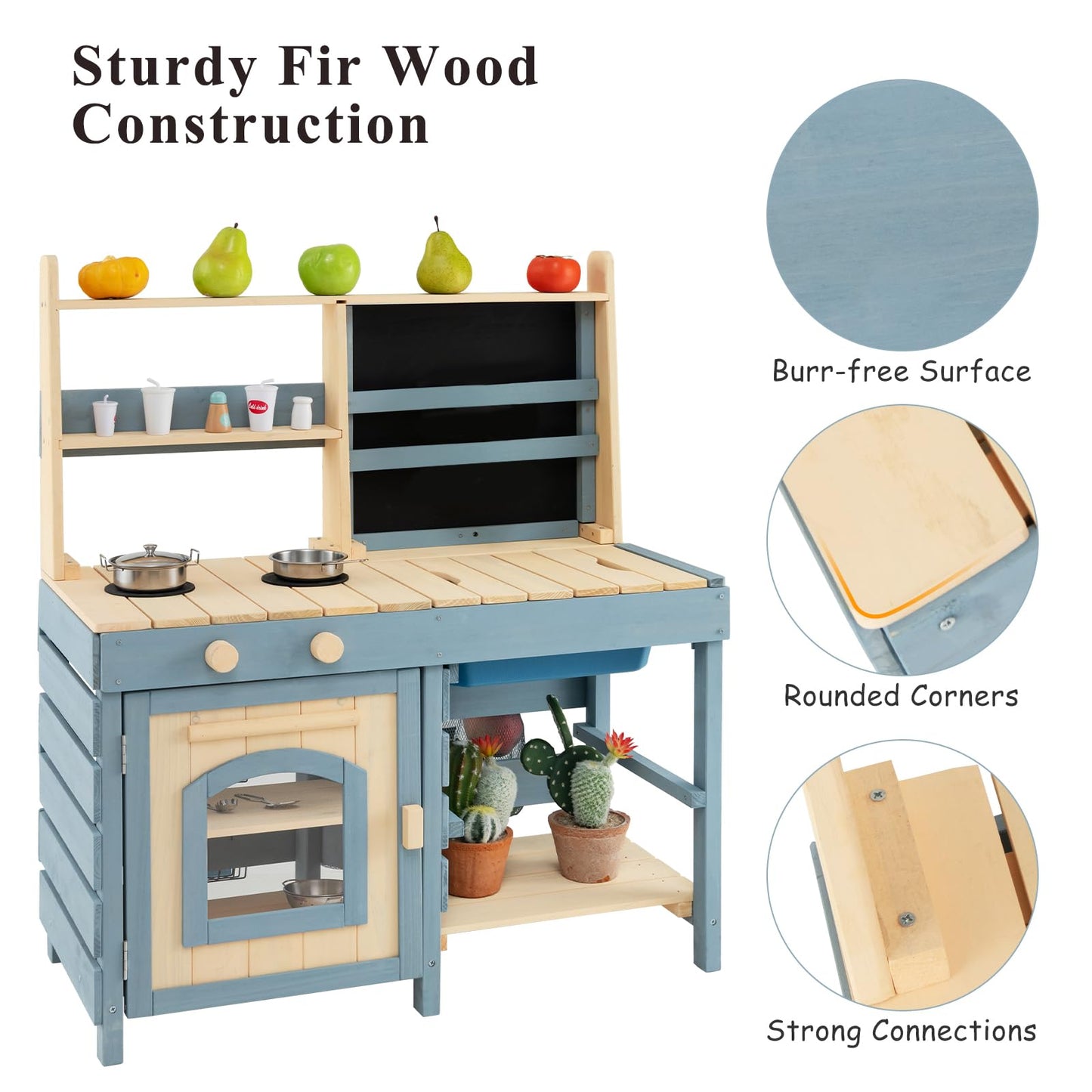 2 In 1 Outdoor Mud Kitchen with Metal Baskets and Storage Bag