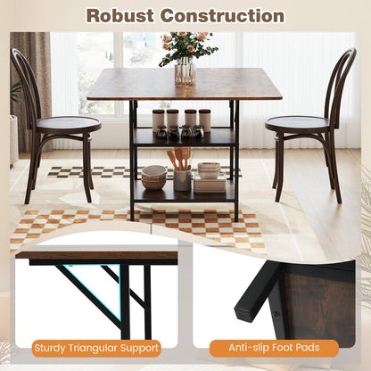 Dining Table for 4-6 Rectangular Dining Table with 2 Open Storage Shelves