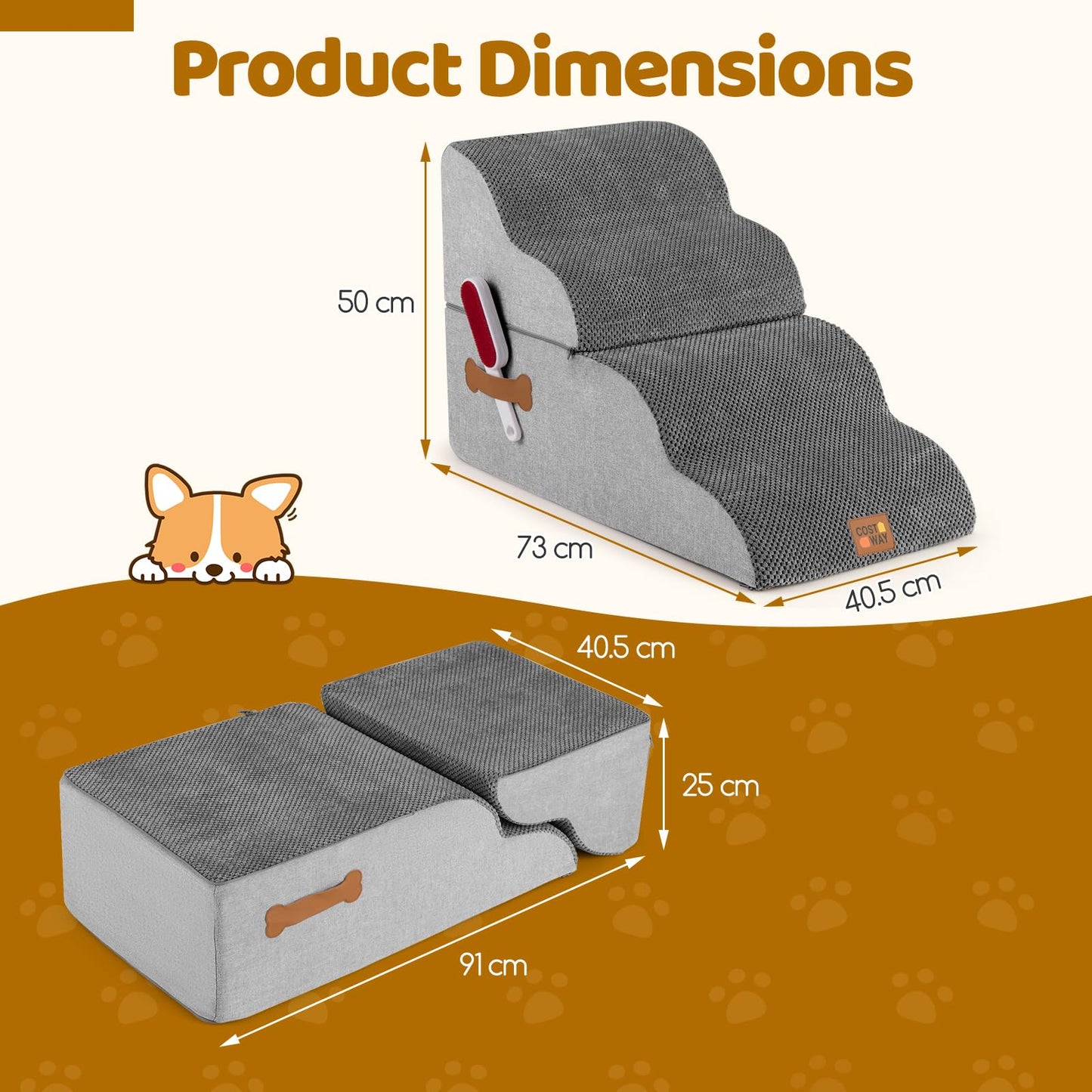 Dog Steps for Bed, 4/5-Step Modular Dog Stairs with Non-slip Bottom