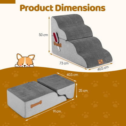 Dog Steps for Bed, 4/5-Step Modular Dog Stairs with Non-slip Bottom