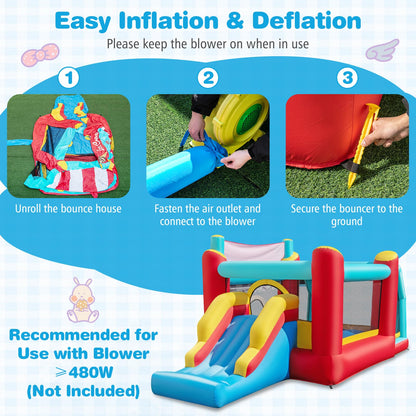 Kids Bouncy Castle with Slide & Basketball Hoop for 3-10 Years Old