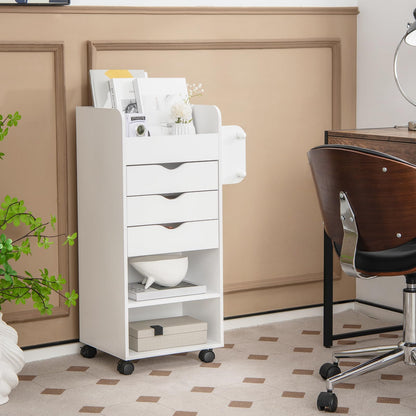 Mobile Rolling Storage Cart with 3 Drawers 2 Shelves and 2 Dowel Rods