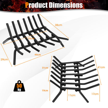 GiantexUK 19'' Fire Grate, Heavy Duty Steel Firewood Log Holder, Indoor Outdoor Fireplace Coal Wood Storage Basket Shelf