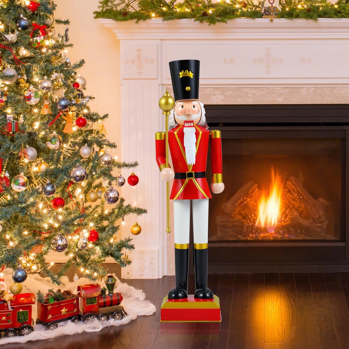 83cm/122cm Christmas Nutcracker, Metal Xmas Nutcracker Figure with High Hat