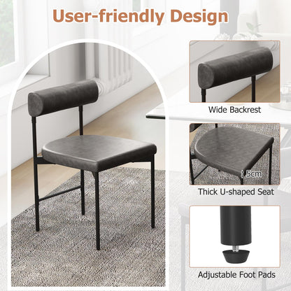 Faux Leather Upholstered Kitchen Side Chair with Curved and Padded Backrest