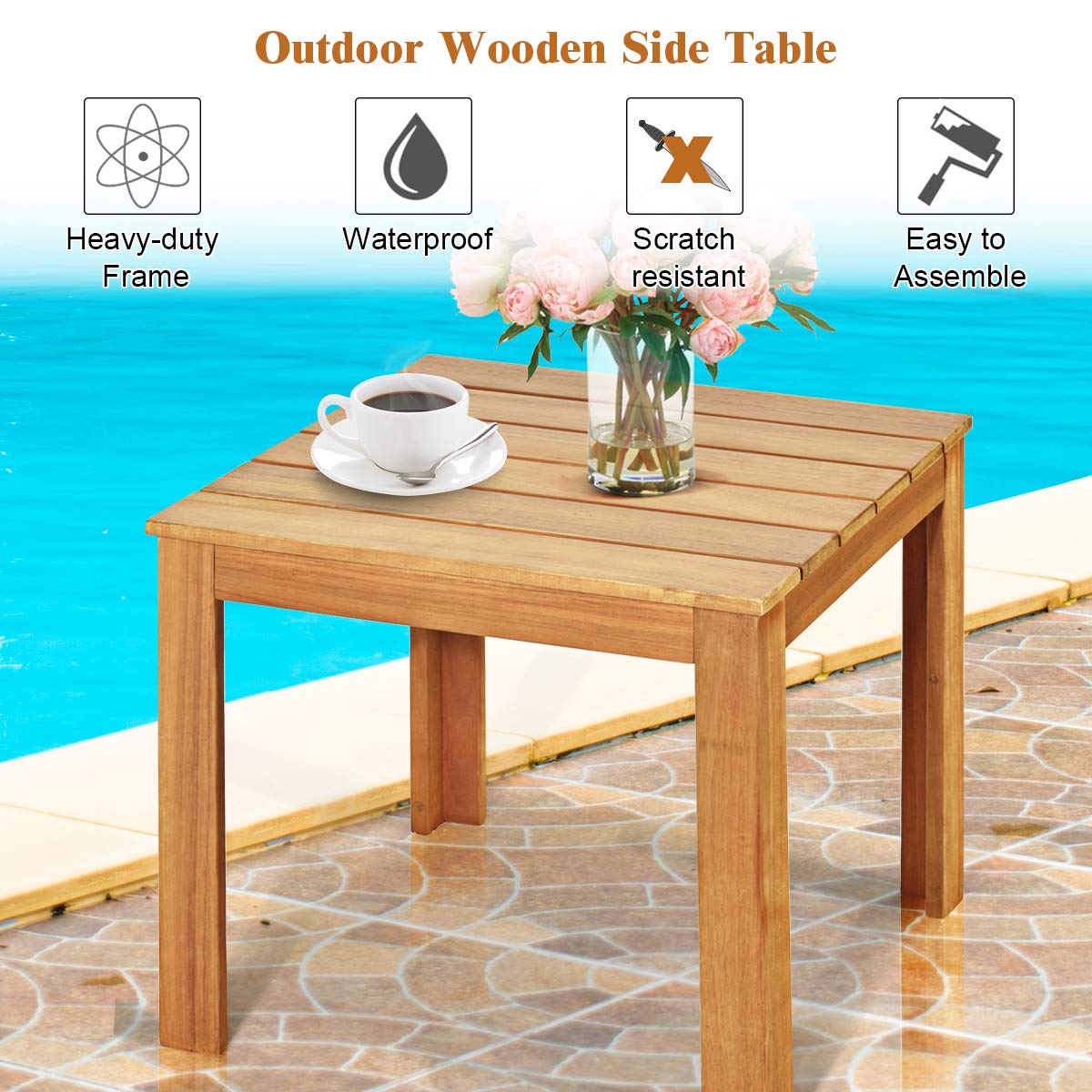 Outdoor Acacia Wood Side Table