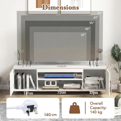 TV Stand for TVs up to 70 Inches with Power Outlet and 2 Cable Holes