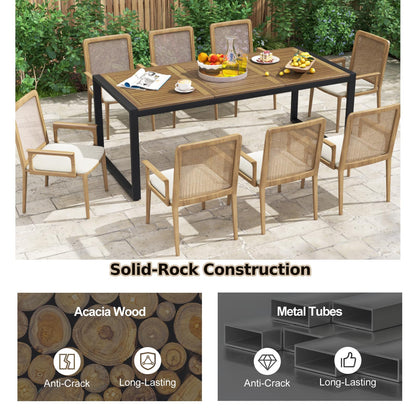 8-Person Outdoor Acacia Wood Dining Table Rectangular Patio Table