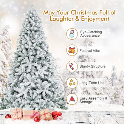 180/240 cm Snow Flocked Artificial Christmas Tree with 600/1010 Tips