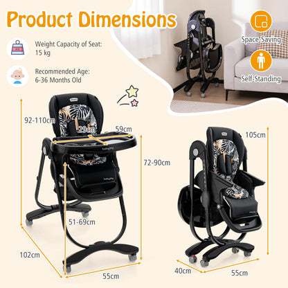 Adjustable & Folding Baby Highchair with Lockable Wheels