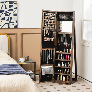 3-in-1 Mirrored Jewelry Armoire with Display Shelves