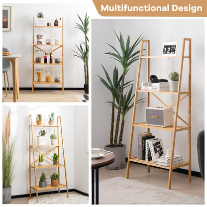 4 Tier Freestanding Bookcase with Anti Toppling Device for Living Room