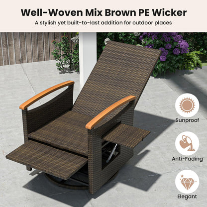 360 Degree Swivel Garden Recliner Chair with Adjustable Backrest & Footrest