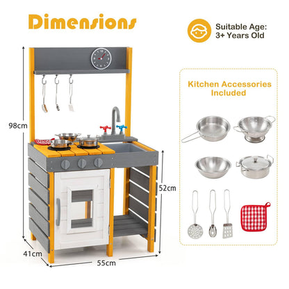 Mud Kitchen for Kids with Stoves Removable Sink and Faucet
