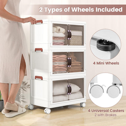 25.5 Gal Storage Bins with Magnetic Doors and Lockable Casters