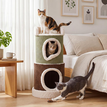 Cat House for Indoor Cats, Multi-Level Cat Tower with Top Perch
