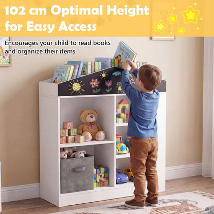 Wooden Book & Toy Storage Organizer, House Shaped Children Bookcase