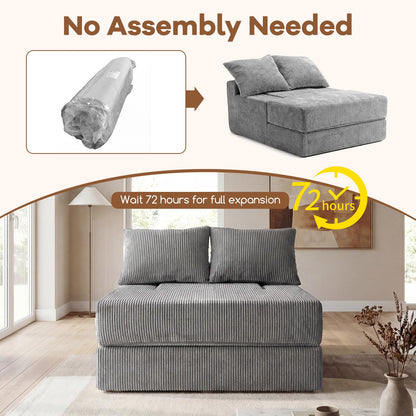 Folding Sofa Bed, Convertible Sleeper Chair Floor Sofa, No Assembly