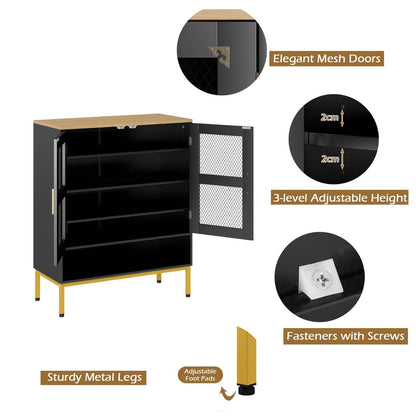 5-Tier Shoe Cabinet with Mesh Doors and Adjustable Shelves