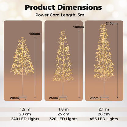 1.5/1.8m Lighted Birch Tree Twig Tree with 240 Warm White LED Lights