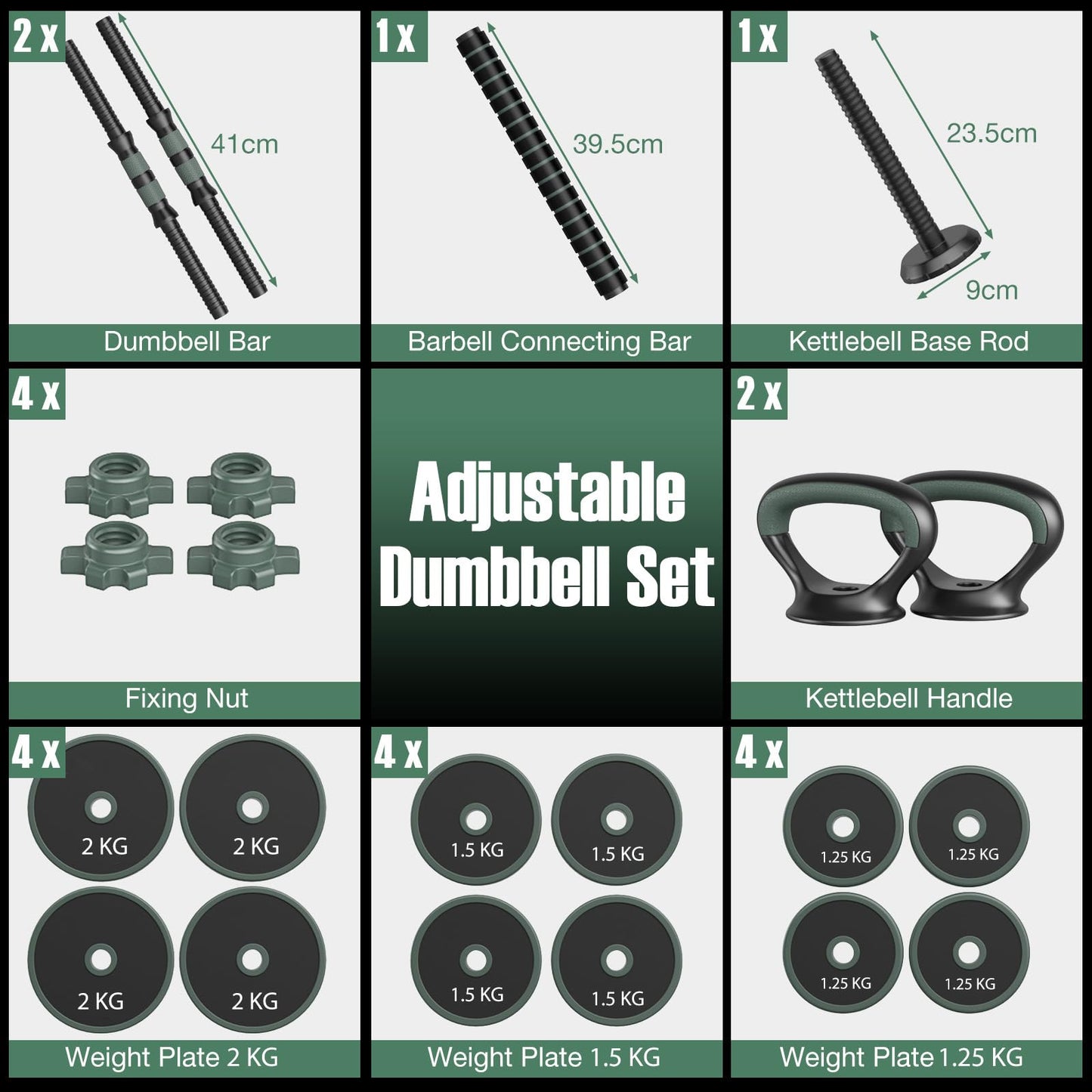 21KG/41KG Dumbbell Barbell Set, 4-in-1 Dumbbell, Barbell, Kettlebell & Push-Up Stand