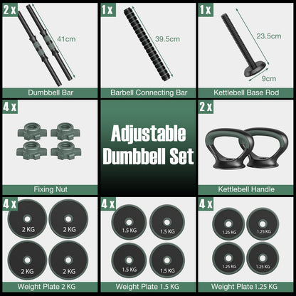 21KG/41KG Dumbbell Barbell Set, 4-in-1 Dumbbell, Barbell, Kettlebell & Push-Up Stand