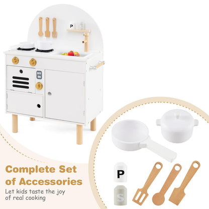 Play Kitchen for Kids Wooden Kitchen Playset with Stoves Faucet