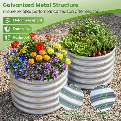 Metal Raised Garden Bed, Round Elevated Planter Box