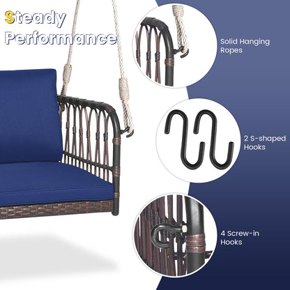 Patio Porch Swing Chair with Back and Seat Cushion for Patio Balcony Backyard