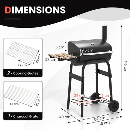 Outdoor Portable Barbecue Grill with Foldable Side Table