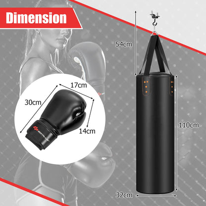 Kids Adults Boxing Bag Set with Hand Wraps Punching Training Kit for Workout