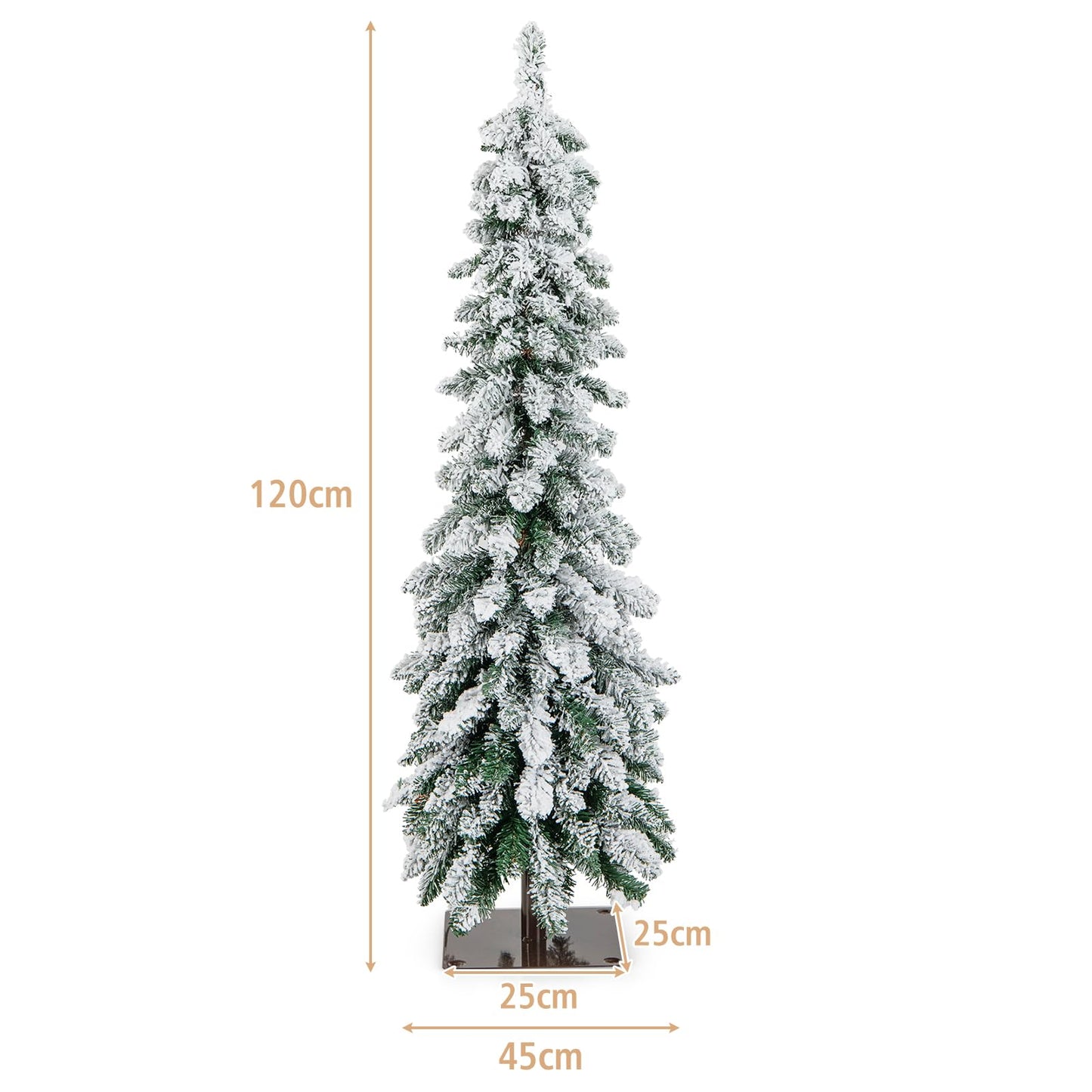 Snow-Flocked Slim Pencil Christmas Tree with 11 Lighting Modes