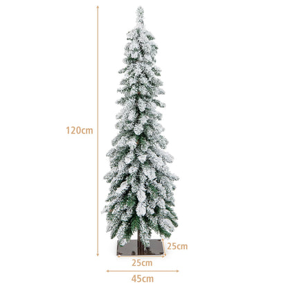 Snow-Flocked Slim Pencil Christmas Tree with 11 Lighting Modes