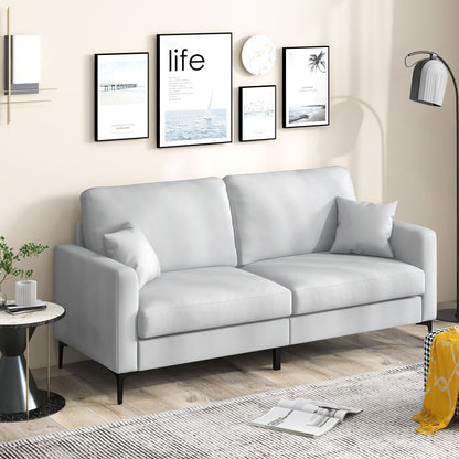 3 Seater Modern Upholstered Corner Sofa Couch with 2 Pillows and 6 Metal Legs