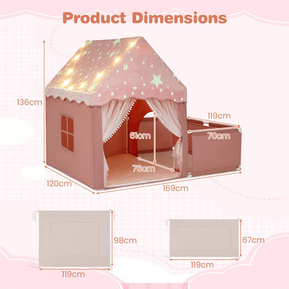 Kids Play Tent with Playpen, Padded Mat, Star Lights