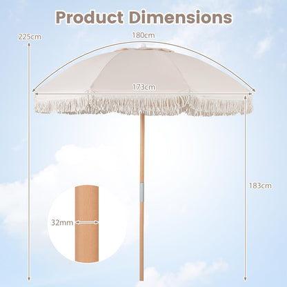 Beach Parasols with Fringe, UPF50+ Sun Protection Sunshade Shelter