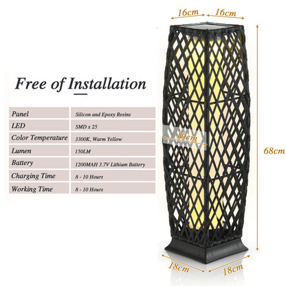 Rattan Solar Powered Landscape Lights with Automatic Switch and Large Capacity Batteries