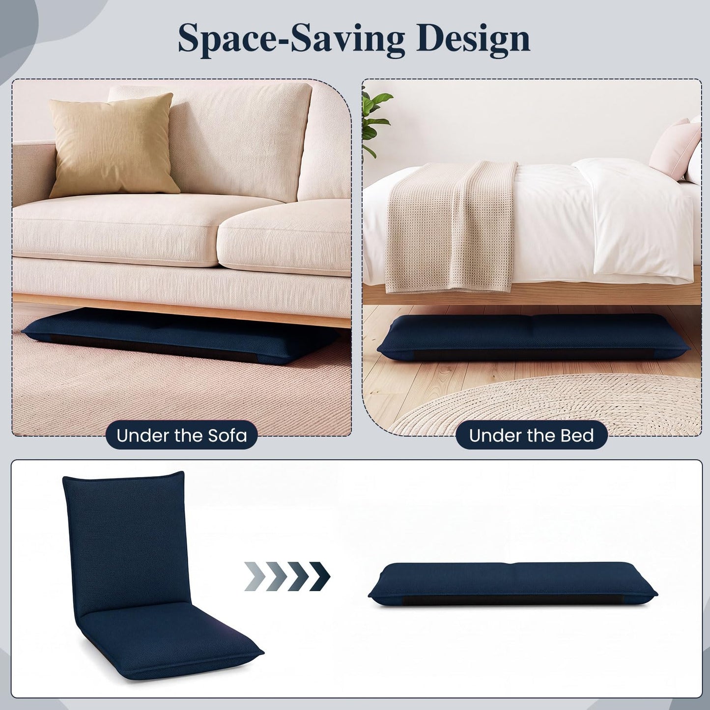 Folding Sofa Chair Bed, 6-Position Adjustable Floor Chair