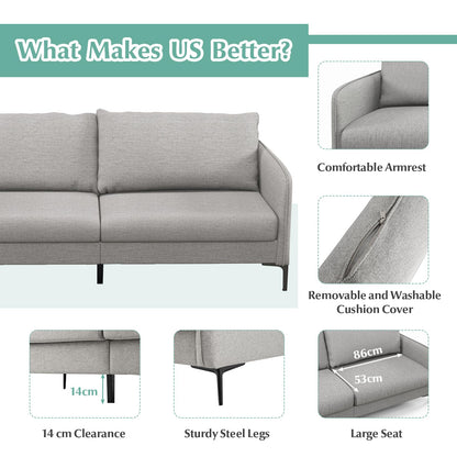 Modern Loveseat 3-Seater Upholstered Sofa with Washable Cushion Covers