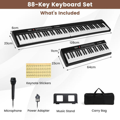 88 Key Folding Digital Piano Keyboard with Microphone