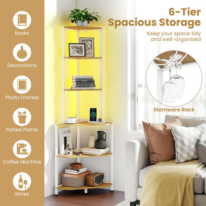6-Tier Corner Shelf with 16 Color LED Lights