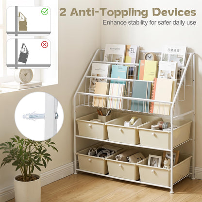 Toy Storage Organizer, Kids Bookshelf with 6 Removable Drawers