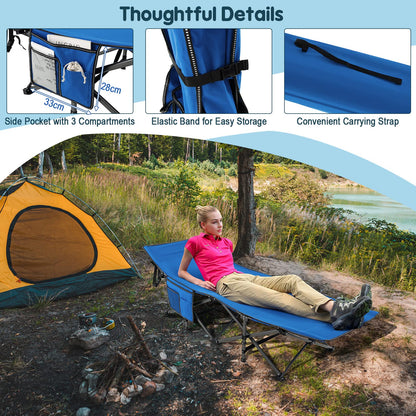 28" Extra Wide Portable Camping Bed Cot with Side Pocket & Carry Bag