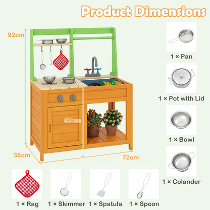 Wooden Kids Toy Kitchen with Realistic Stoves