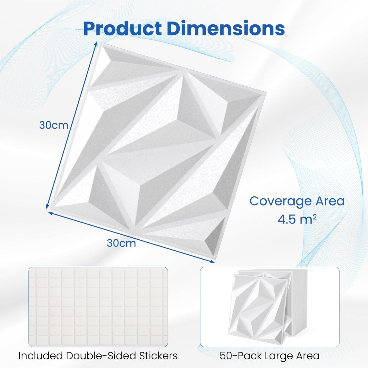 50-Pack 3D Wall Panel with Included Stickers