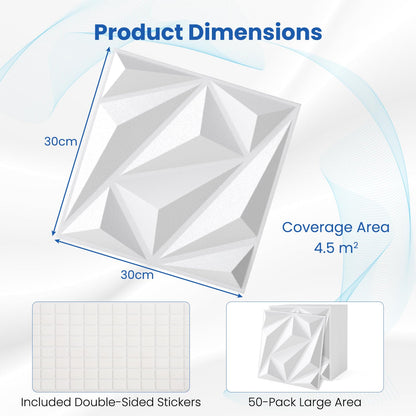 50-Pack 3D Wall Panel with Included Stickers