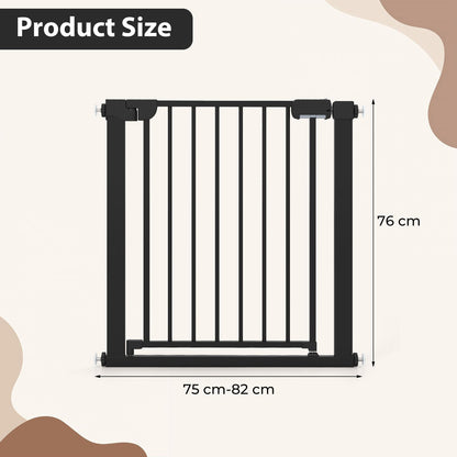 Safety Gate, 75-82cm Pressure Fit Baby Gates with Double-lock Door