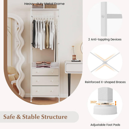 Freestanding Closet Organizer Clothes Rack with Drawers
