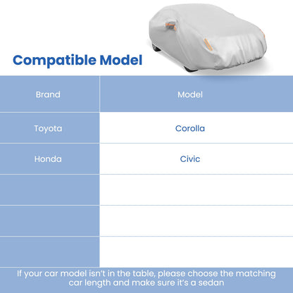 Car Cover for Automobiles Outdoor Full Cover with Cotton Lining Waterproof
